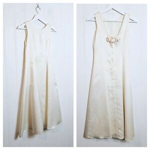 Vintage Jessica McClintock Millennium 2000 Off White Girls Size 12 Taffeta Dress